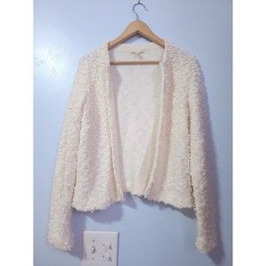 Eileen Fisher Soft White Loop Knit Organic Cotton Cardigan Women's Size XS